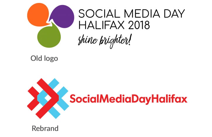 Showing old Social Media Day Halifax logo and new rebrand differences